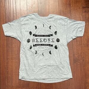 Issues Gray Moon Phase Graphic Band Tee, Size XL, NWOT